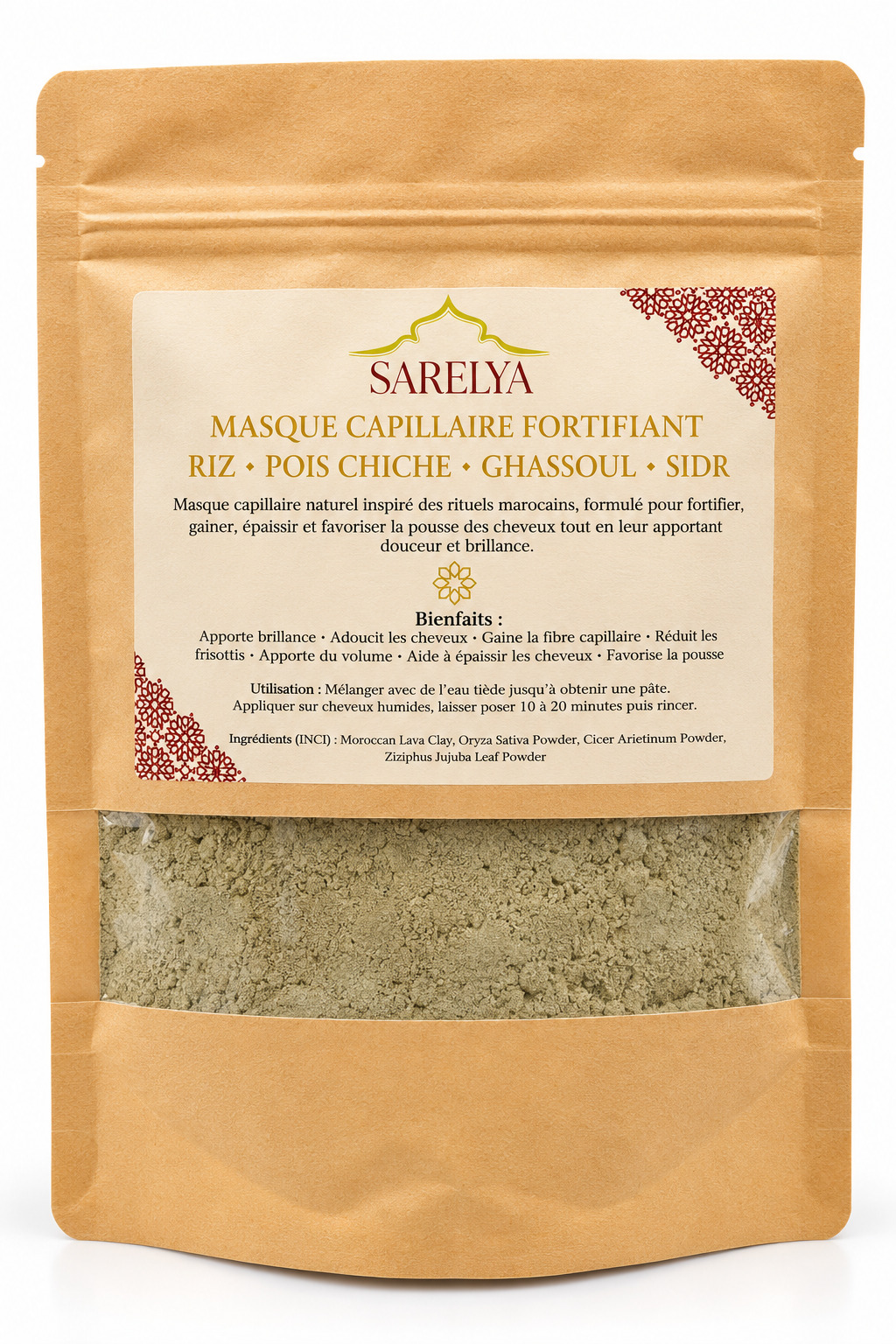 Masque Capillaire Fortifiant - Riz • Pois chiche • Ghassoul • Sidr