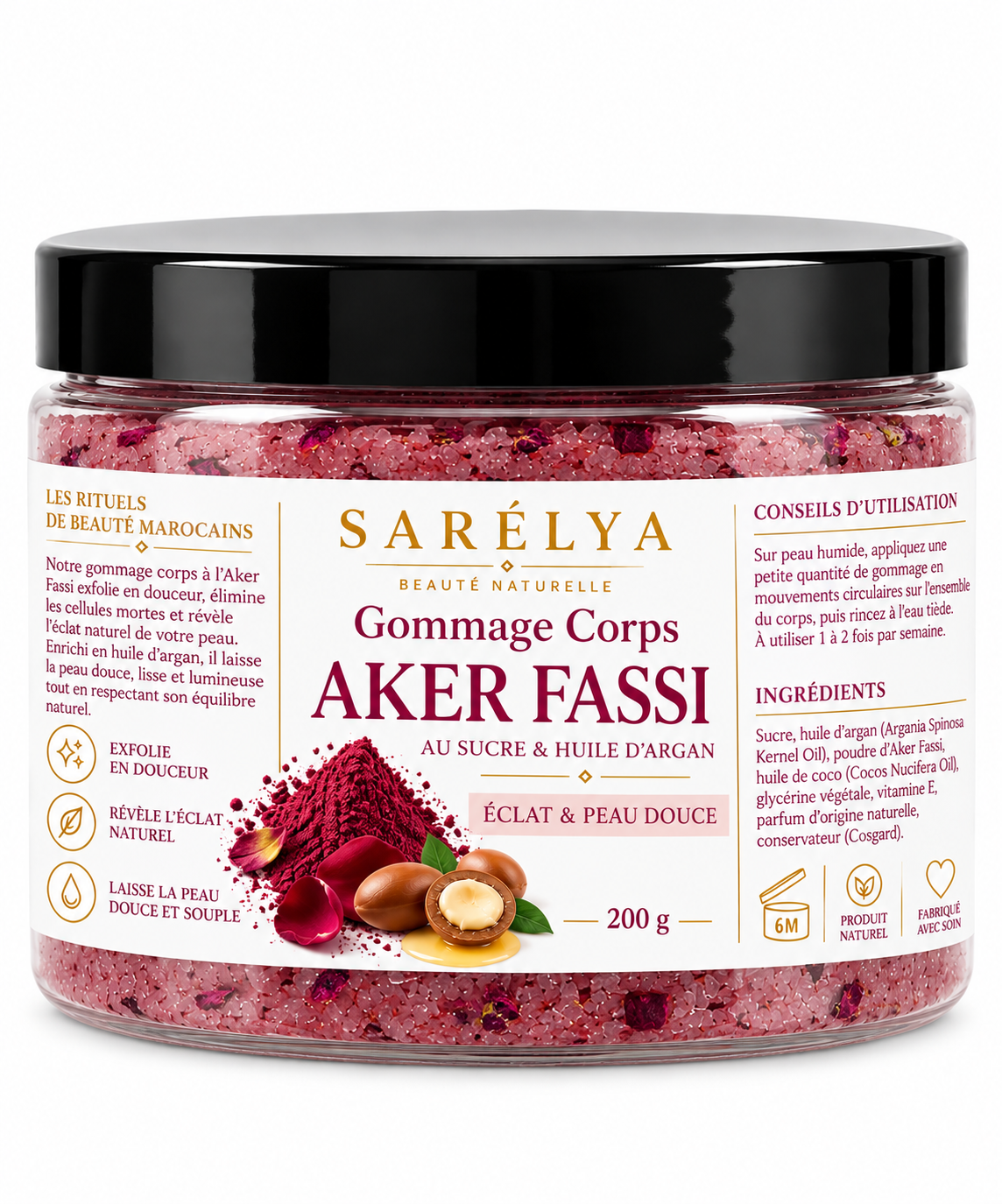 Gommage Aker Fassi & Hibiscus — Éclat & peau satinée